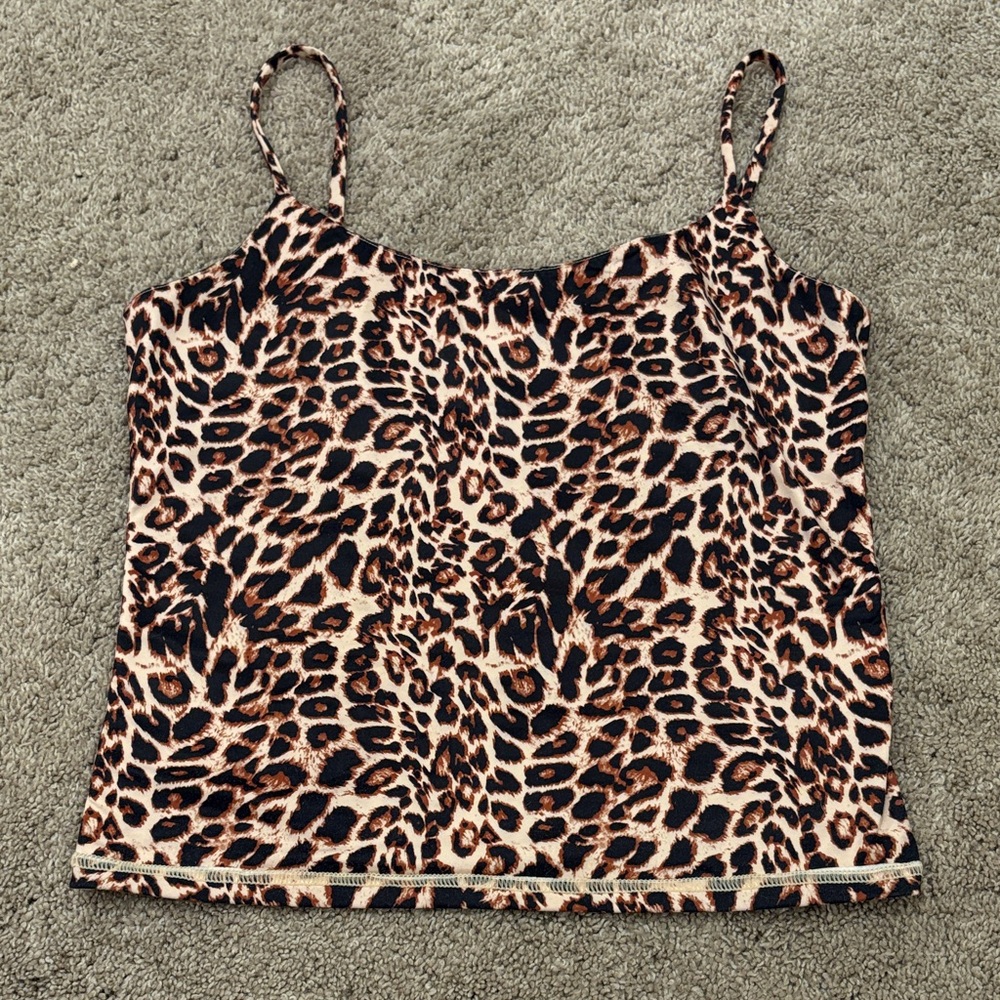 Leopard Print Cami Tank Top - Brown/Black